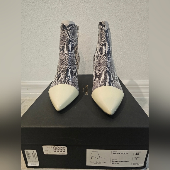 NIB Rag & Bone Beha Boot: Black & White Snake print Size: 10 - Picture 2 of 12